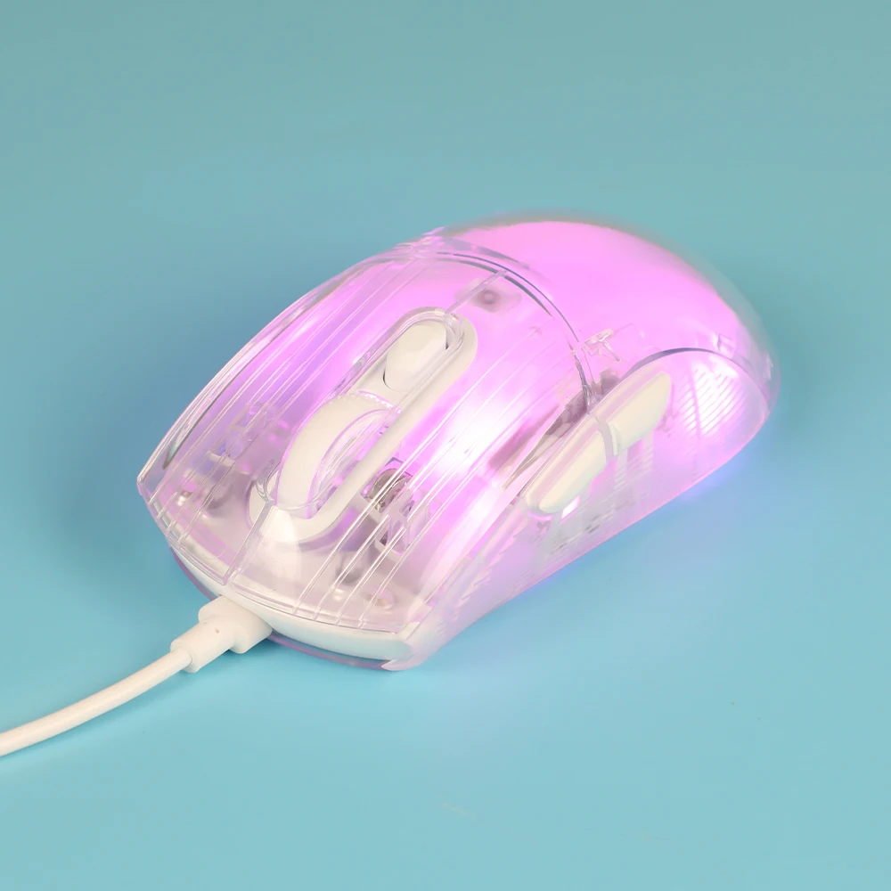 OEM Transparente Maus Wired Gaming 7200DPI Maus Gamer Wiederaufladbare Spiel Computer Stille Maus Benutzerdefinierte RGB Keyceo 1
