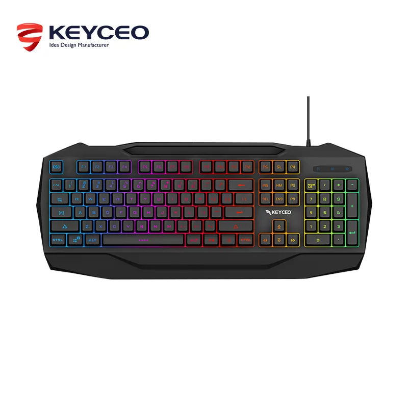Keyceo Gaming-Tastatur, Membran, RGB, ergonomisches Design, Steckplatz für Mobiltelefone oder Stifte, Anti-Ghosting-Tasten 1