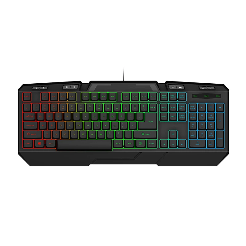 Gaming-Tastatur mit Hintergrundbeleuchtung, USB-Kabel, mit RGB-Hintergrundbeleuchtung, 104 Tasten, ergonomisches Design, Membrantastatur für Windows, PC, schwarze Tastatur, OEM 1