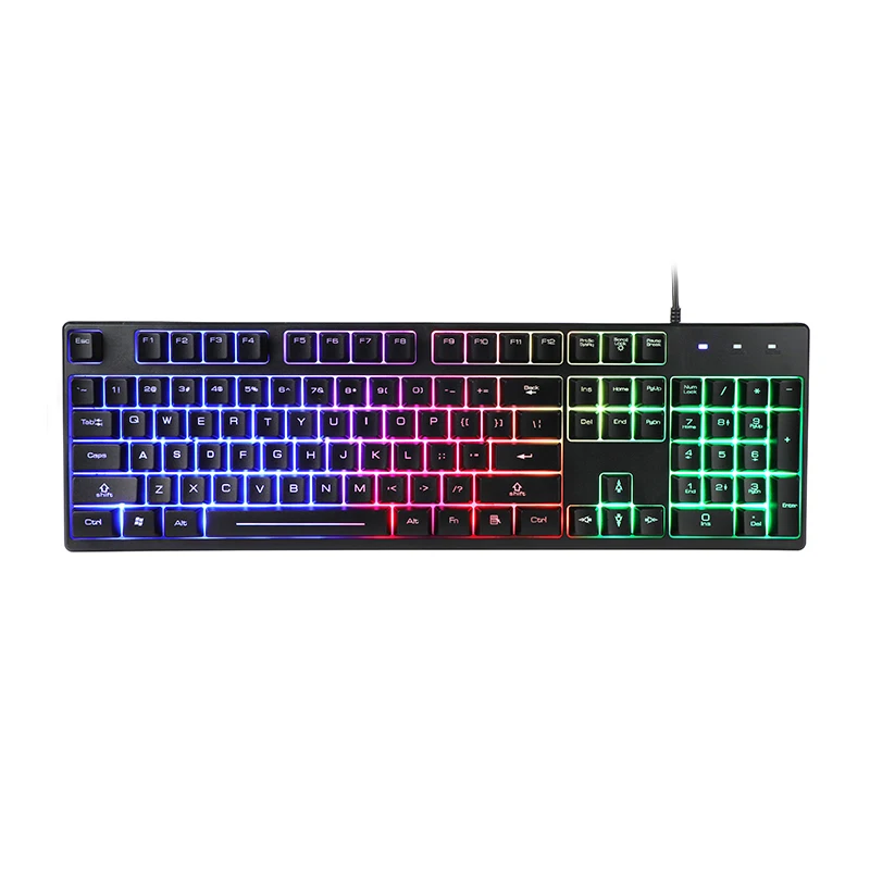 Kabelgebundene Gaming-Tastatur, RGB-Hintergrundbeleuchtung, spritzwassergeschütztes Design, Multimedia-Tasten, USB-Membrantastatur für Desktop-Computer, PC 1