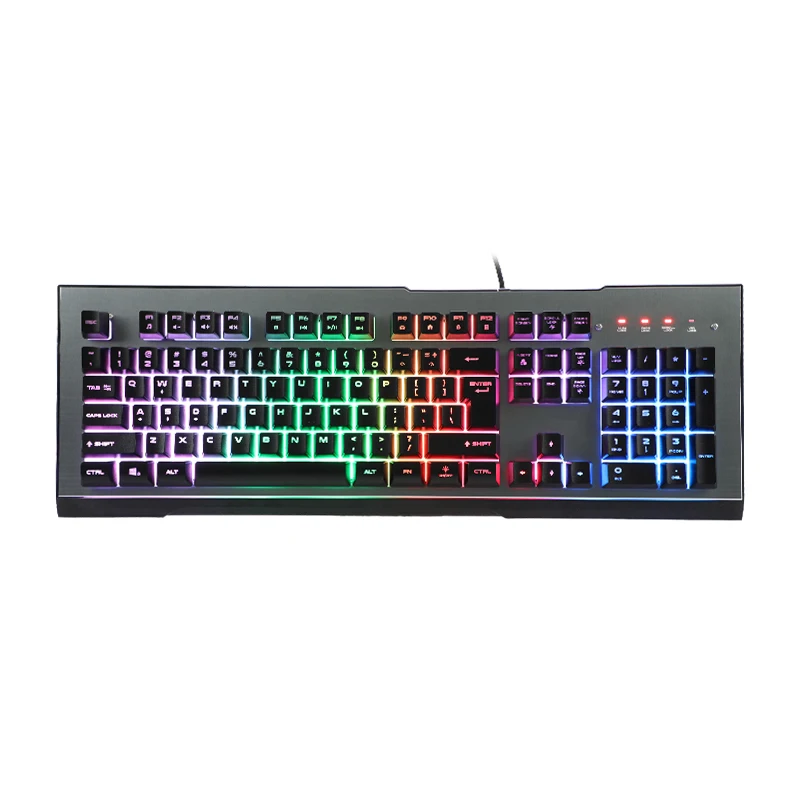 Gaming-Tastatur, RGB-Hintergrundbeleuchtung, Multimedia-Tasten, USB-Tastatur mit Handgelenkauflage für Windows-PC-Spiele, Membrantastatur, Aluminium-Panel 1