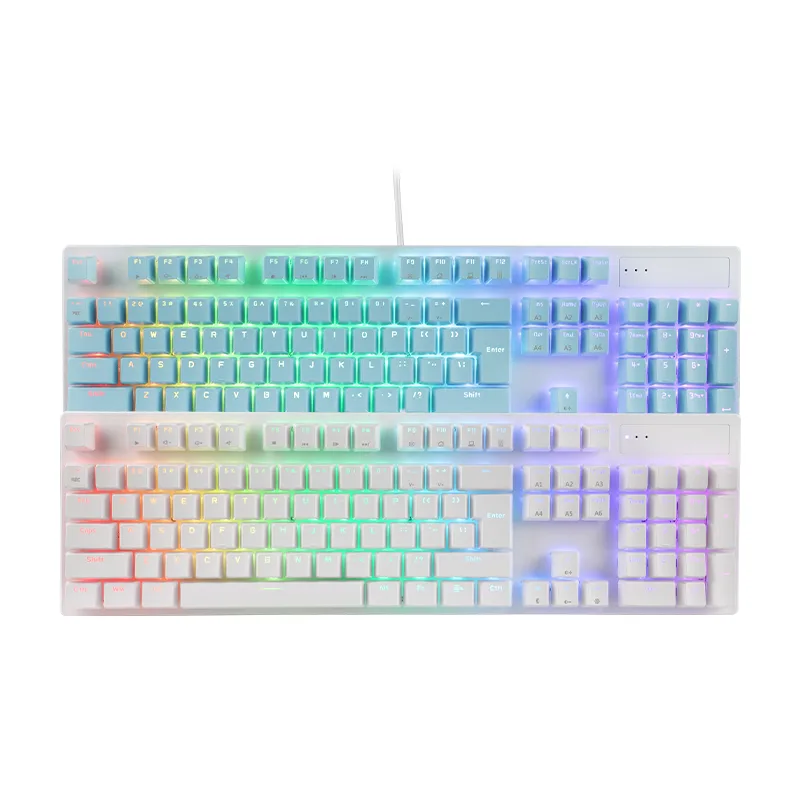 Oem Usb 104 Tuşları Kablolu Rgb Led Mekanik Oyun Ucuz Klavye Çift Enjeksiyonlu Keycaps Gamer Masaüstü Pc Bilgisayar Baskılı Logo 1