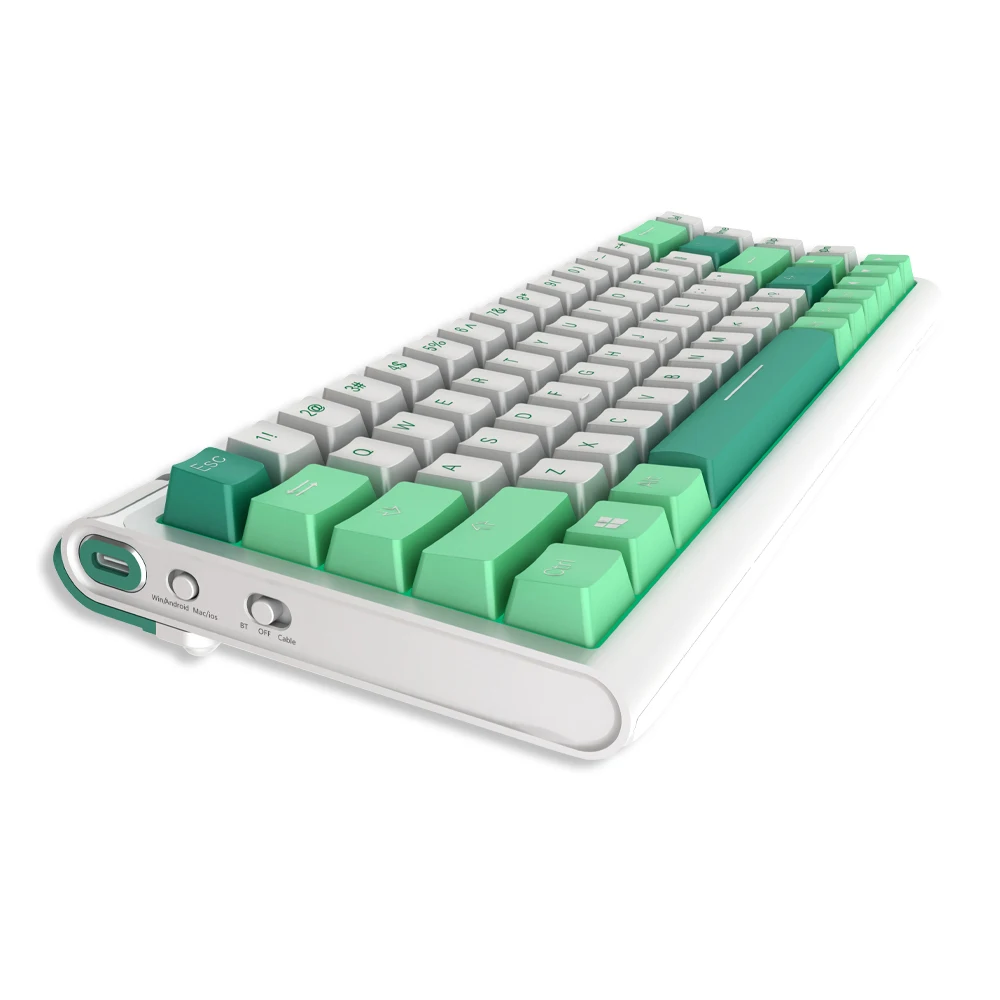 Mini tastiera meccanica 60% Desktop Pbt Arcobaleno Rgb Retroilluminazione Interruttori Hot Swaap Cablati + Wireless 2.4g + Modalità triple Bt 1