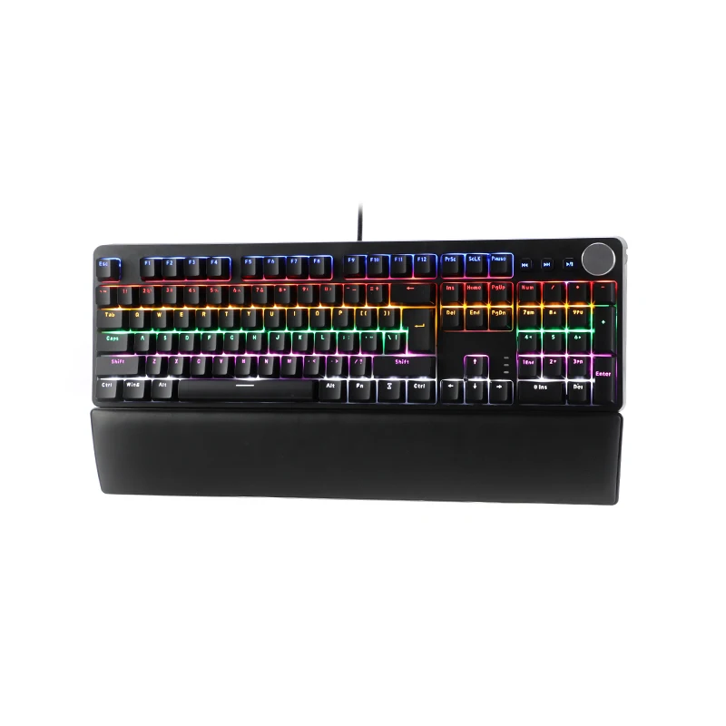 Keyceo Mechanical Keyboard Gaming Separate Rotary Knob Control The Backlit Rgb Backlit Oem Comfortable Soft Leather Armrest 1