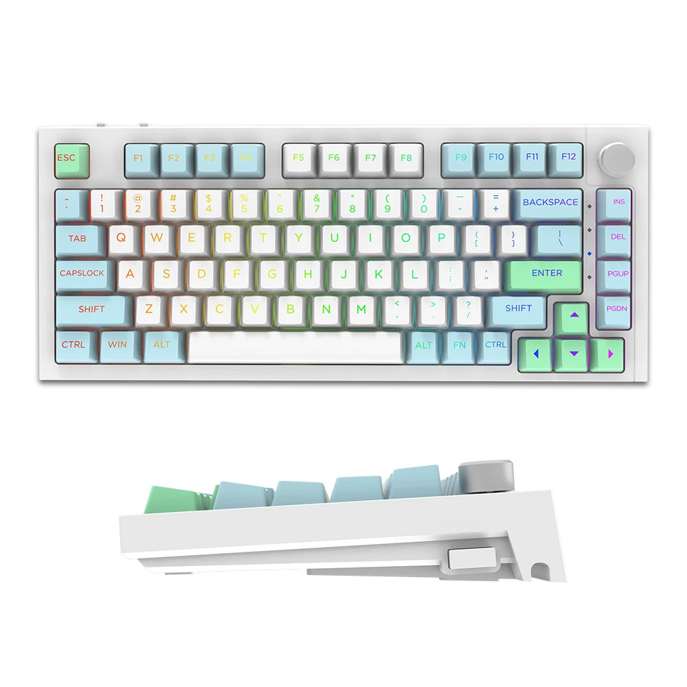Oem Bluetooth+2.4g+usb Mechanical Keyboard 81/82 Key Us/uk Silicone Pad Soundproof Removable Mechanical Shaft Full Key No Punch 1