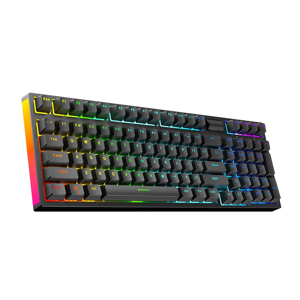 Gaming Mechanical Keyboard Rgb Sunken Abs Two-color Injection Keycap With Volume Control Wheel Manufacturer Keyboard Wireless 1