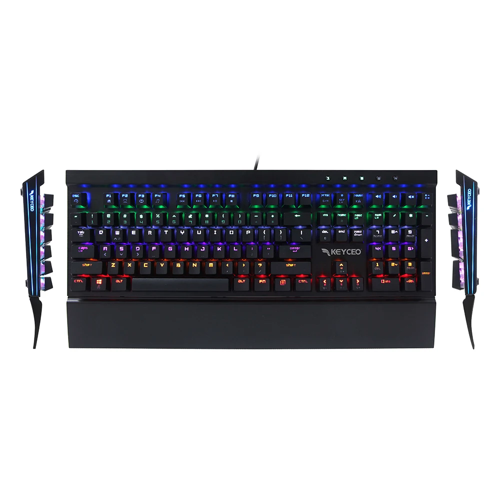 Mechanická klávesnica Rgb 104 kláves Káblové USB klávesnice s odnímateľnou opierkou zápästia, klávesnica pre hranie počítačových hier 1
