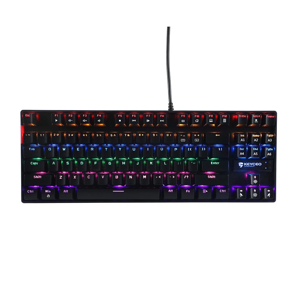 Mechanická herná klávesnica Rgb Tkl, kompaktná káblová klávesnica s 87 klávesmi Mini s lineárnymi červenými spínačmi pre hráča s notebookom a PC 1