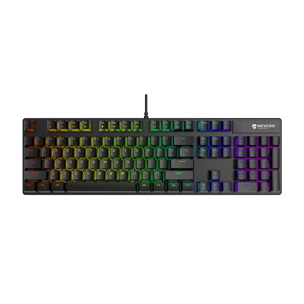 Tastiera meccanica cablata Interruttori meccanici personalizzati retroilluminati RGB/arcobaleno UK Inglese tedesco francese Tastiera da gioco Usb 104 tasti 1