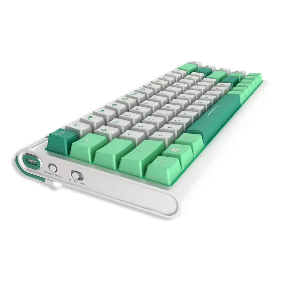 Piedini per tastiera meccanica di alta qualità Tappetino Pbt Copritasti Arcobaleno Retroilluminazione Rgb Cablato + 2.4g Wireless + Modalità Bt Funzione Win Lock 1