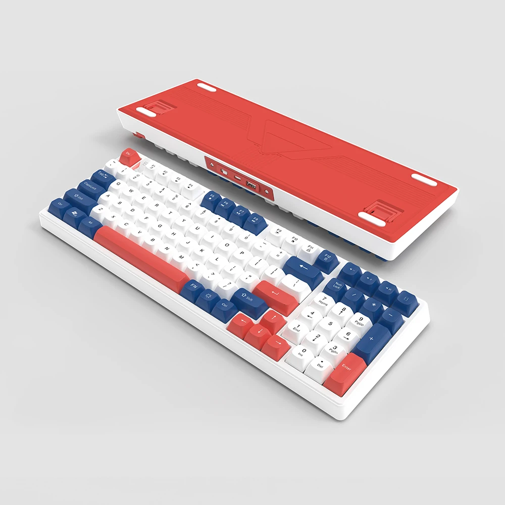 لوحة مفاتيح ميكانيكية لاسلكية مخصصة بلوتوث 2.4 جيجا هرتز، أغطية مفاتيح Pbt مدمجة مريحة Rgb 80٪ لوحات مفاتيح للألعاب 1
