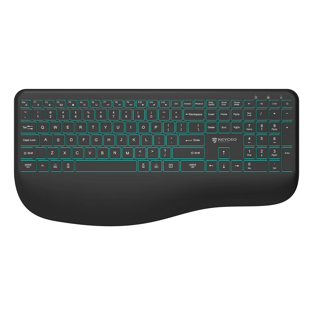 KY-X026 Ergonomičtější dobíjecí baterie 2,4G+BT nůžková klávesnice Office RGB LED computing bezdrátová klávesnice bluetooth 1