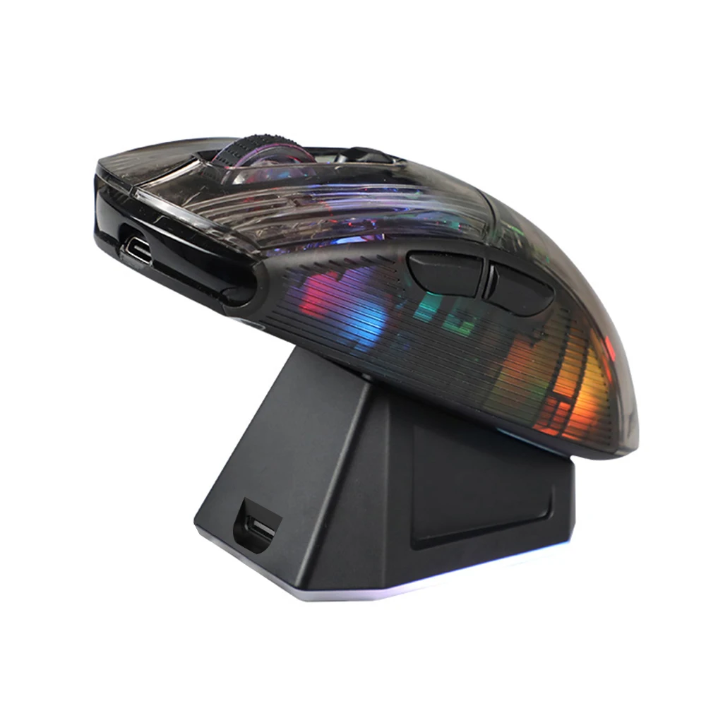 KY-M1050DOCK 2,4G kabellose Maus Bluetooth verkabelt RGB Ladestation kabellose Maus 4000DPI DPI Computer Benutzerdefinierte transparente Maus ergonomisch 1