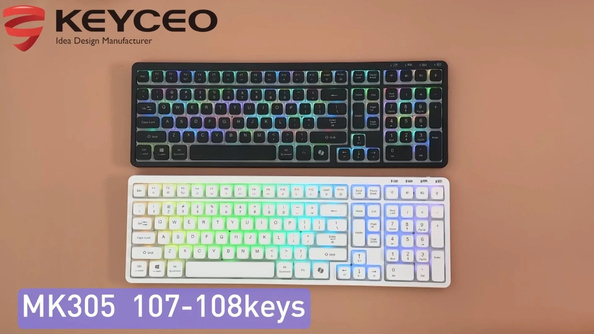 KY-MK305 맞춤형 게임용 키보드 사무실 무선 로우 프로파일 기계식 키보드 Bluetooth 이중 주입 키캡 1
