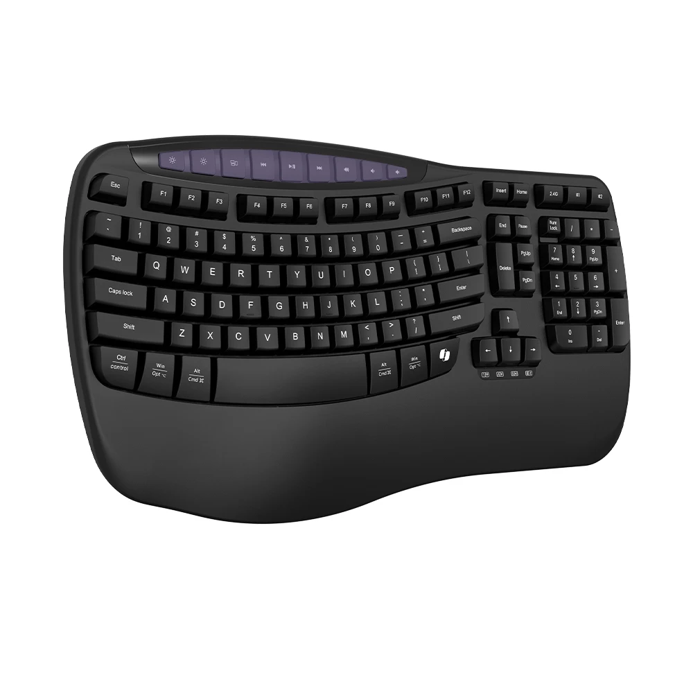 KY-K883WBR Ergonomic Silent Split Keyboard With Wrist Rest BT1+BT2 Wireless three Mode Rechargeable Keyboard For Windows 7/8/10 1