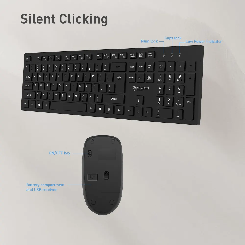Best Keyboard and Mouse Combo 2.4G OFFICE COMBO - - Keyceo 8