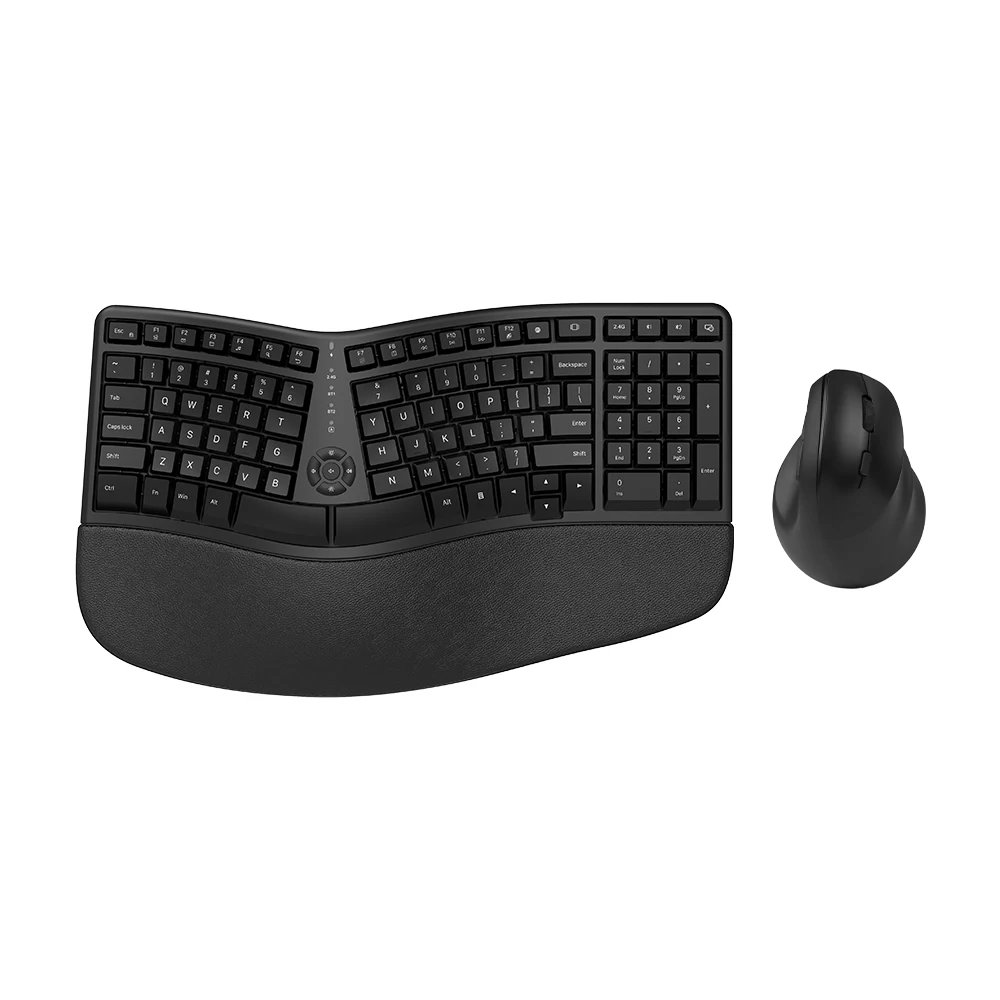 K884+R620 Beliebtes Erscheinungsbild-Design 2,4G+BT1+BT2 Ergonomie-Combo-Silent-Split-Tastatur mit Handgelenkauflage für Windows 7/8/10 1