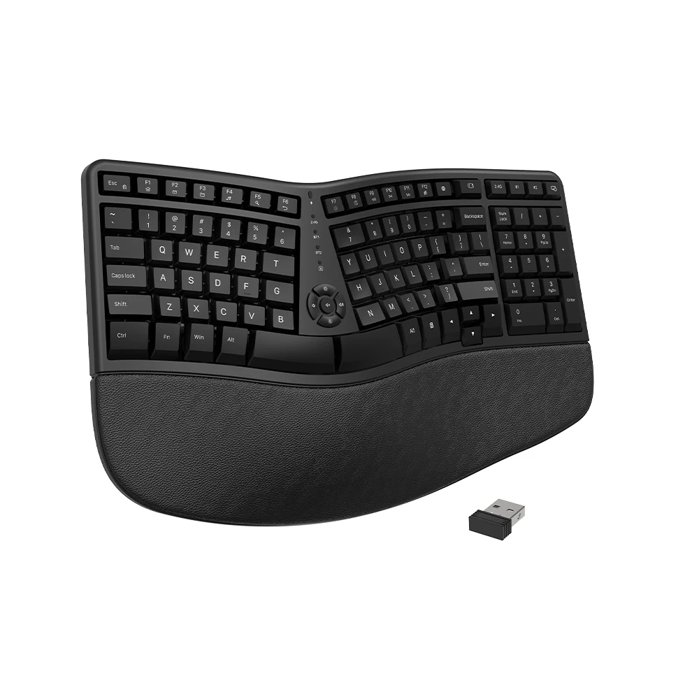 KY-K884WB 2.4G + BT Teclado dividido ergonômico e silencioso com descanso para o pulso Teclado dividido sem fio de modo duplo BT para Windows 7/8/10 1