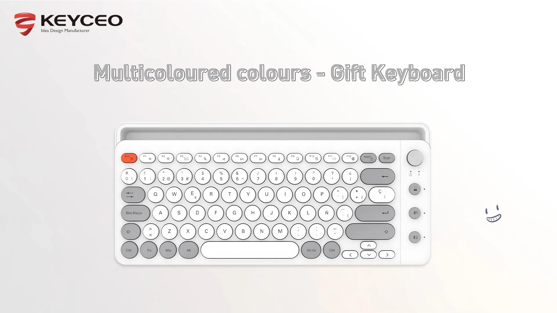 KY-K872W Dual-Mode-Wireless-Tastatur mit Metal-Musikknopf-2,4 g+BT1+BT2, Ergonomische stille Tasten, in sich geschlossenes Notch-Design für Office & Kreativität 1