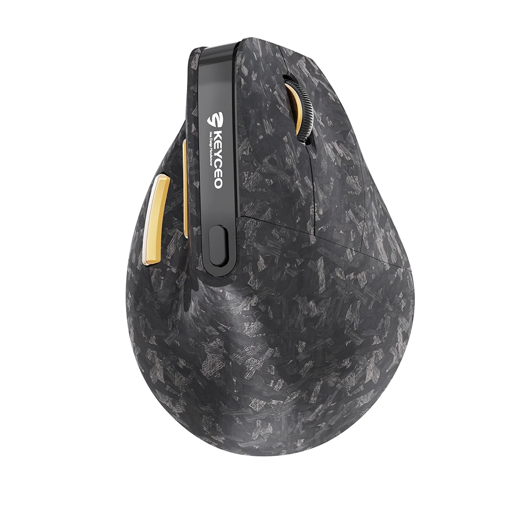 Ratón ergonómico vertical de fibra de carbono KY-M622 con efectos de iluminación RGB y tasa de retorno de 2 x 8K para portátiles con Windows, macOS y iPadOS. 1